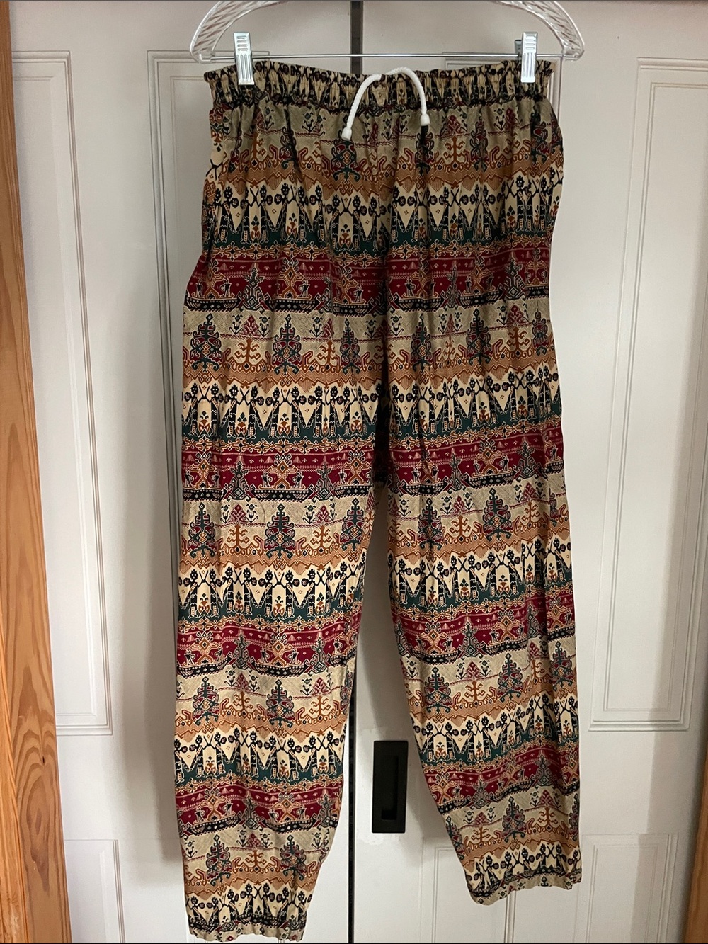 Bohemian Straight-Leg Printed Jogger Pants - Beige Multi One Size